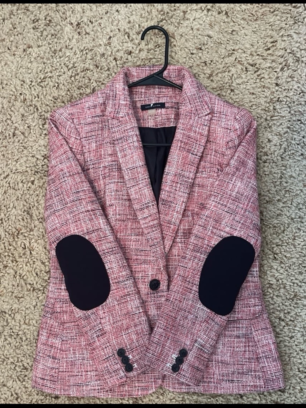 Tommy Hilfiger Pink Textured Blazer Women’s Size 8 Elbow Pad Preppy